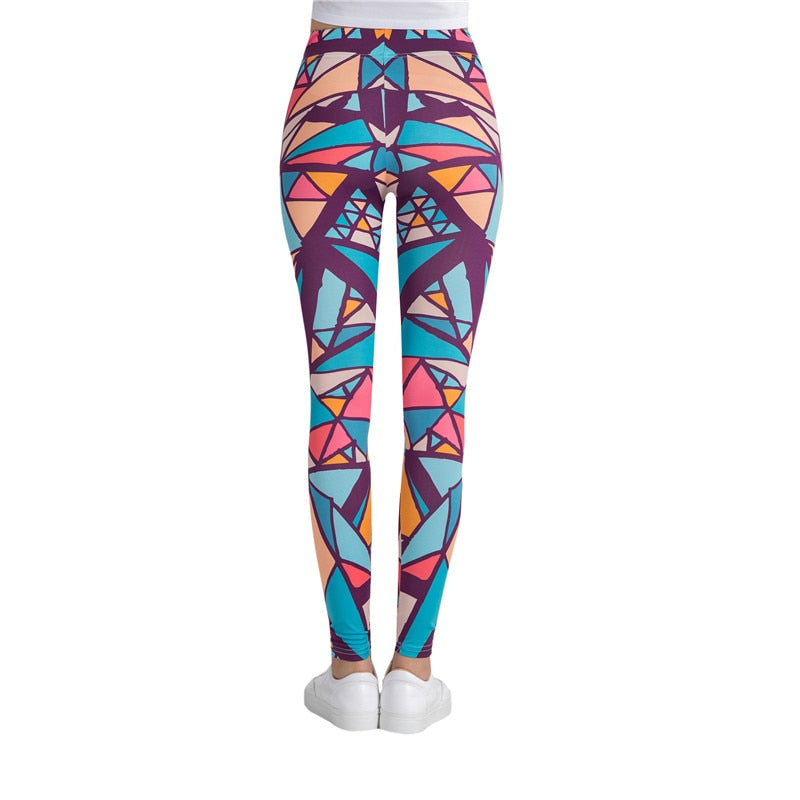 Abstract Blocks Colorful Print Leggings-Legletic