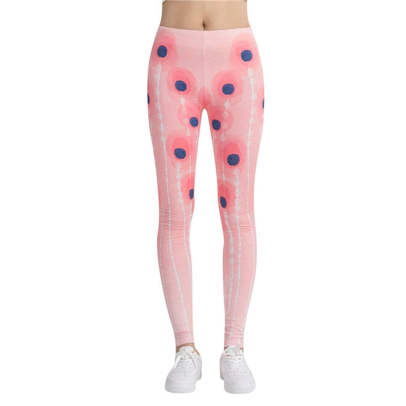 Pretty Peach Colorful Print Leggings-Legletic