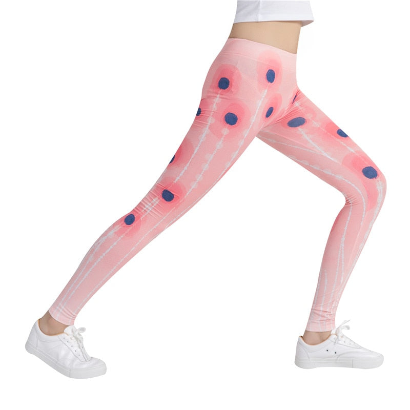 Pretty Peach Colorful Print Leggings-Legletic