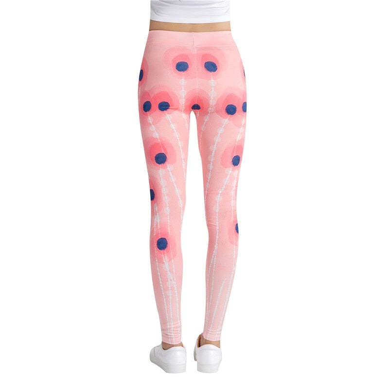 Pretty Peach Colorful Print Leggings-Legletic