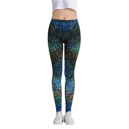 Rock Design Colorful Print Leggings-Legletic