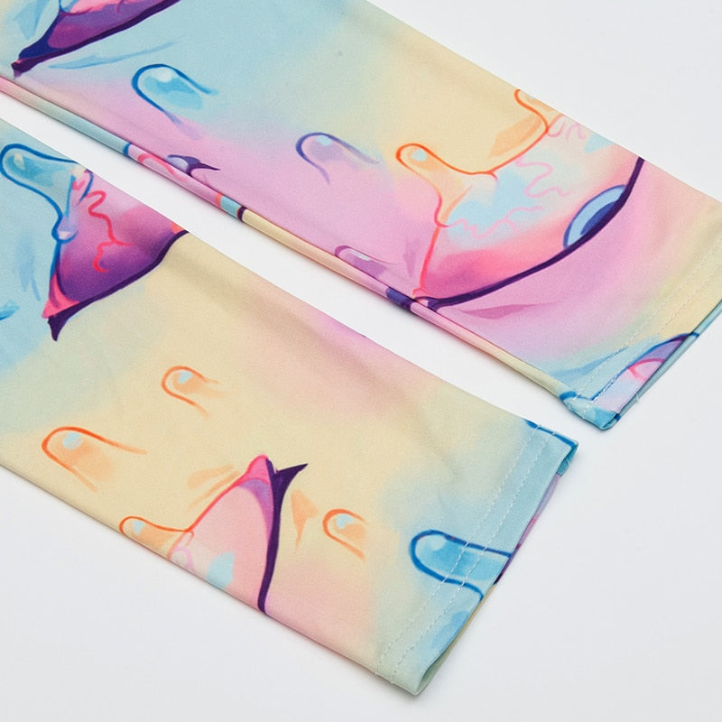 Water Drops Colorful Print Leggings-Legletic