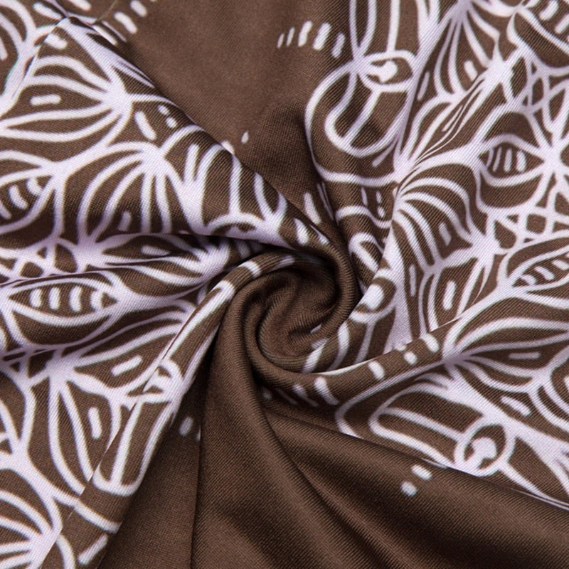 Brown Fitness Colorful Print Leggings-Legletic