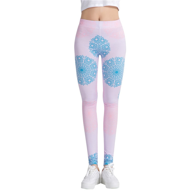 Baby Pink Fitness Colorful Print Leggings-Legletic