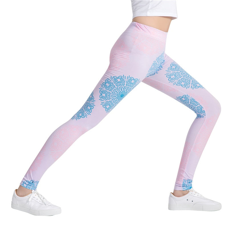 Baby Pink Fitness Colorful Print Leggings-Legletic