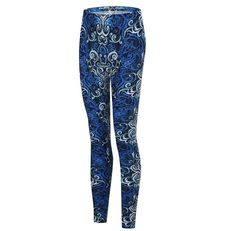 Japanese Blue Waves Printed Leggings-Legletic