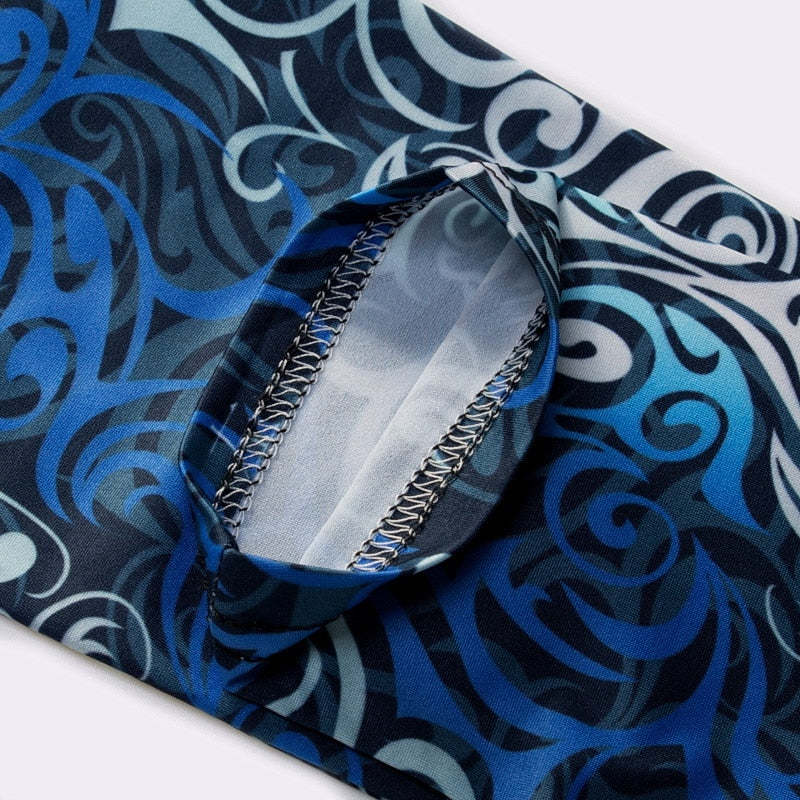 Japanese Blue Waves Printed Leggings-Legletic