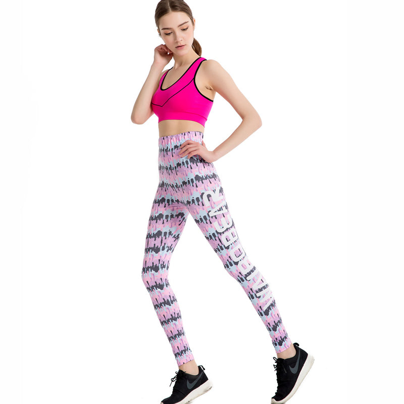 Paint Outflow Scrawl Colorful Print Leggings-Legletic