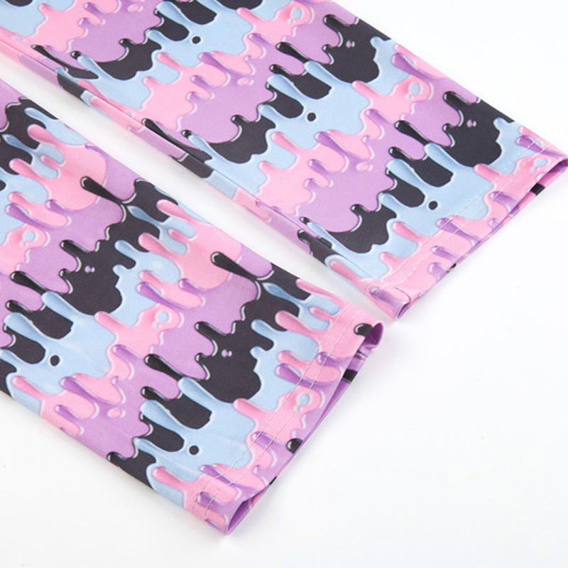 Paint Outflow Scrawl Colorful Print Leggings-Legletic