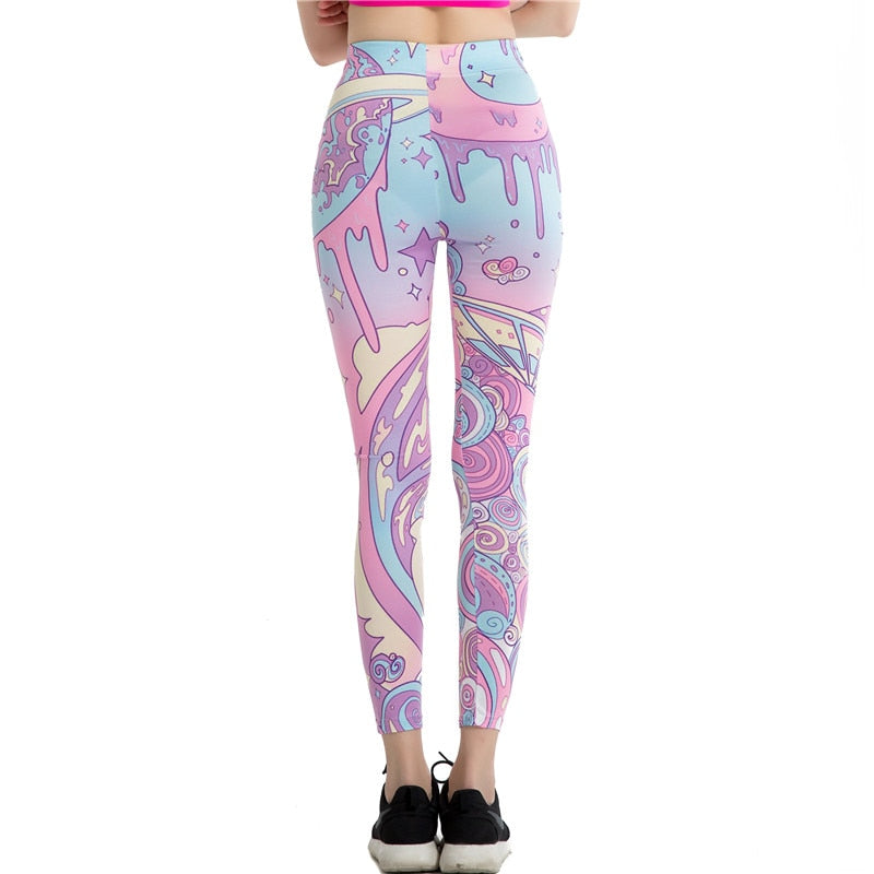 Pink Pattern Colorful Print Leggings-Legletic