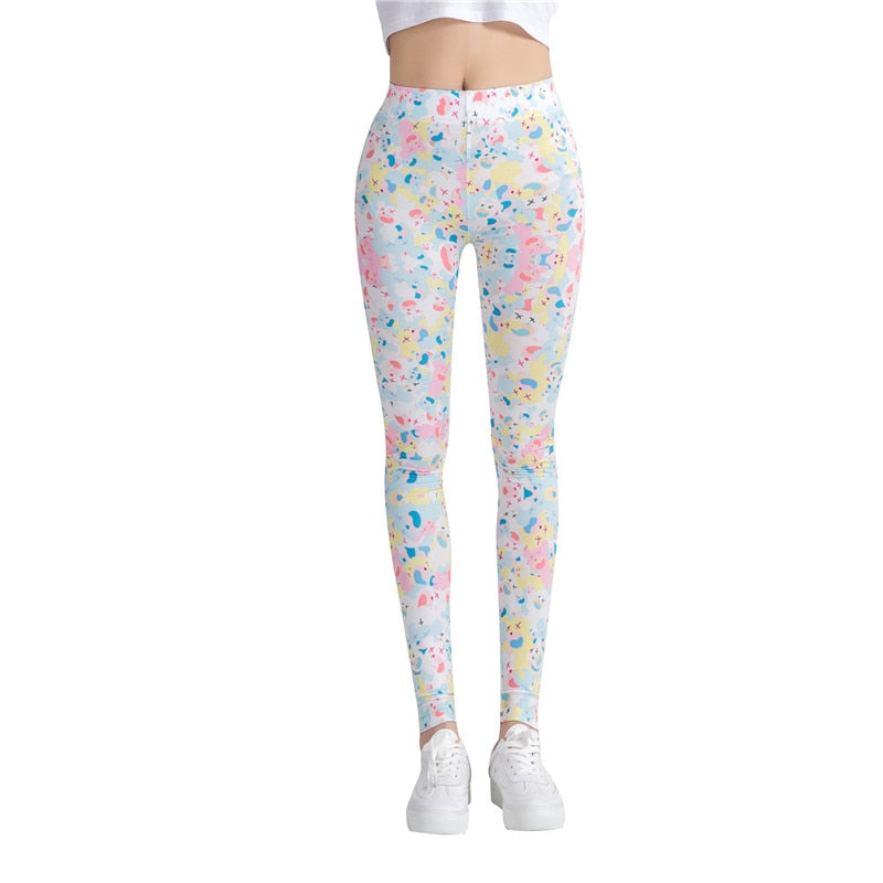 Abstract Blue Printed Leggings-Legletic