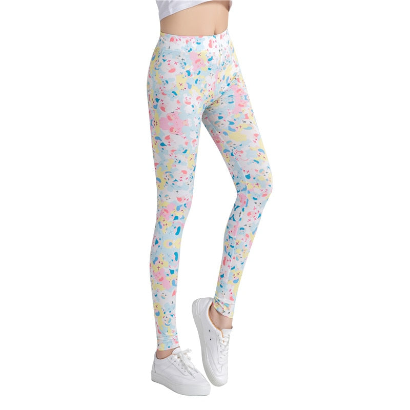 Abstract Blue Printed Leggings-Legletic