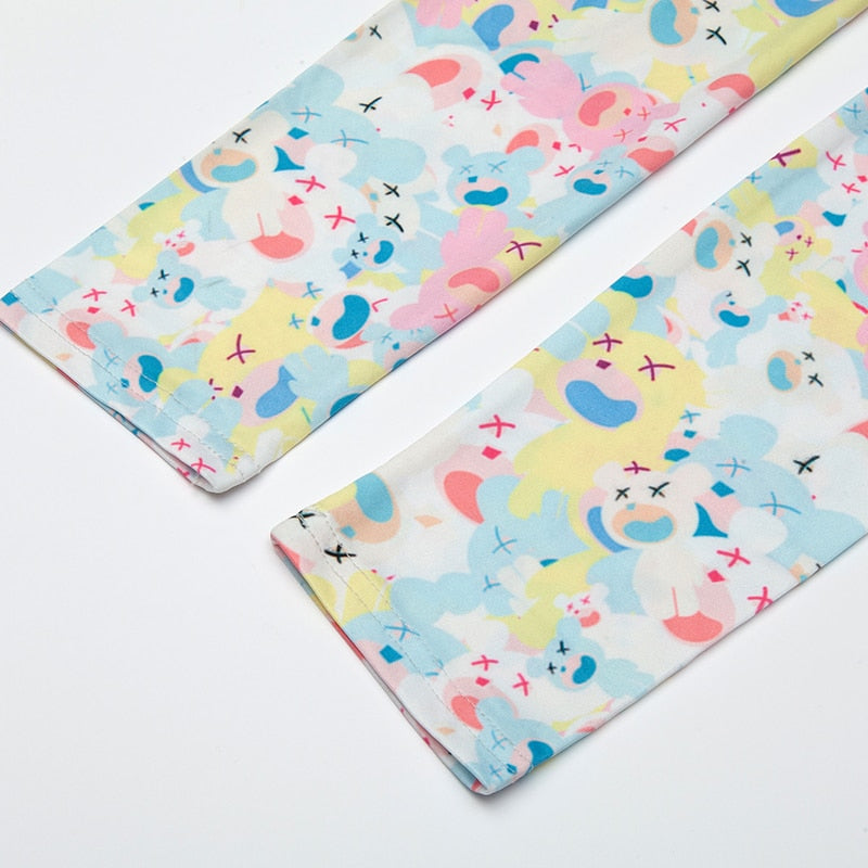 Abstract Blue Printed Leggings-Legletic