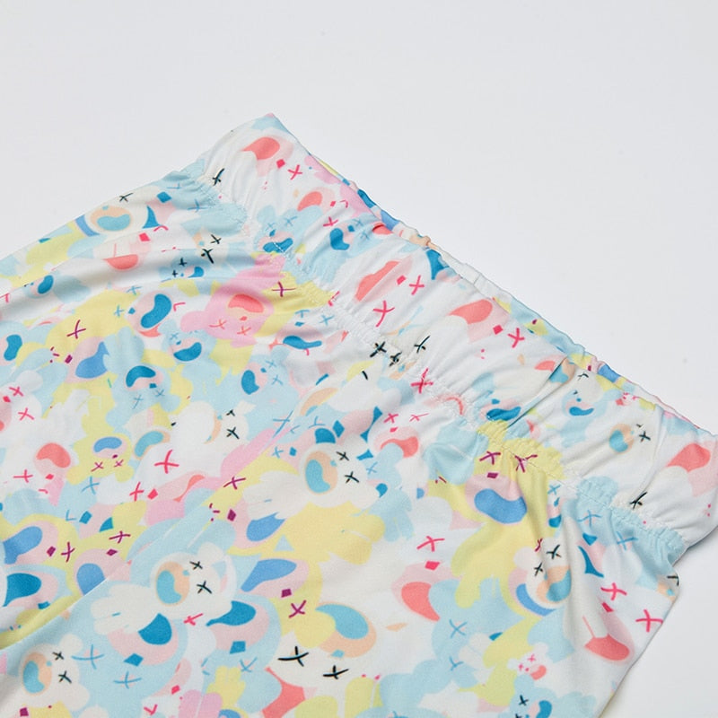 Abstract Blue Printed Leggings-Legletic