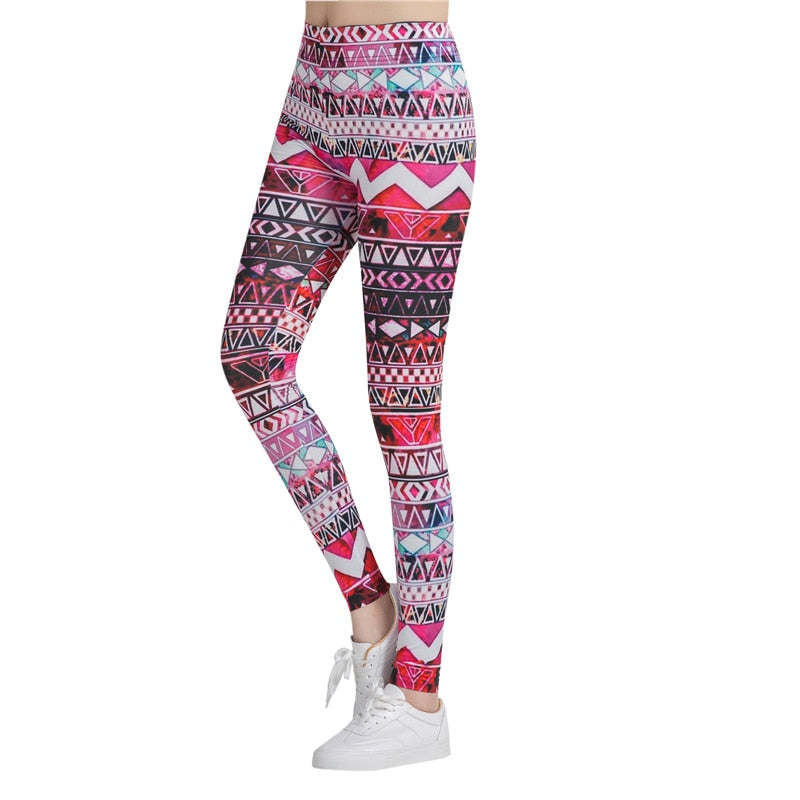 High Waisted Colorful Patterns Print Leggings-Legletic