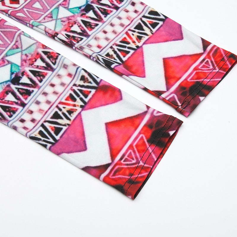 High Waisted Colorful Patterns Print Leggings-Legletic