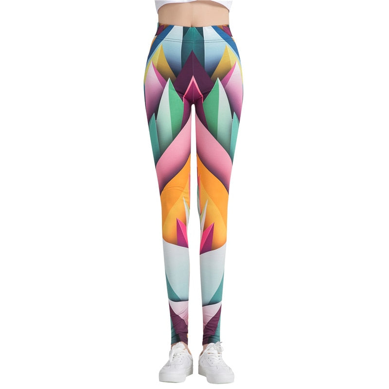 Abstract Blocks Colorful Print Leggings-Legletic