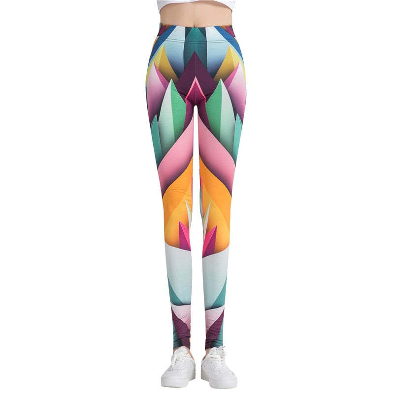 Abstract Blocks Colorful Print Leggings-Legletic