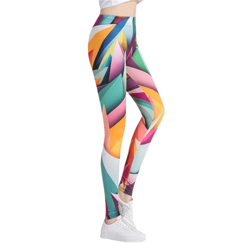 Abstract Blocks Colorful Print Leggings-Legletic