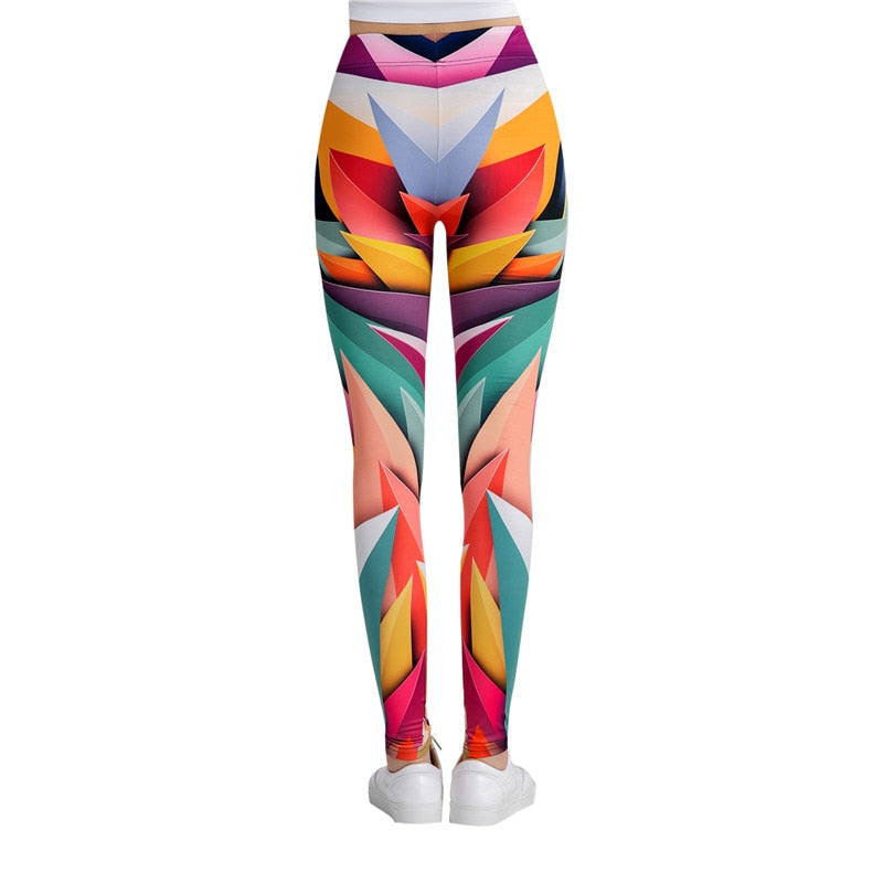 Abstract Blocks Colorful Print Leggings-Legletic