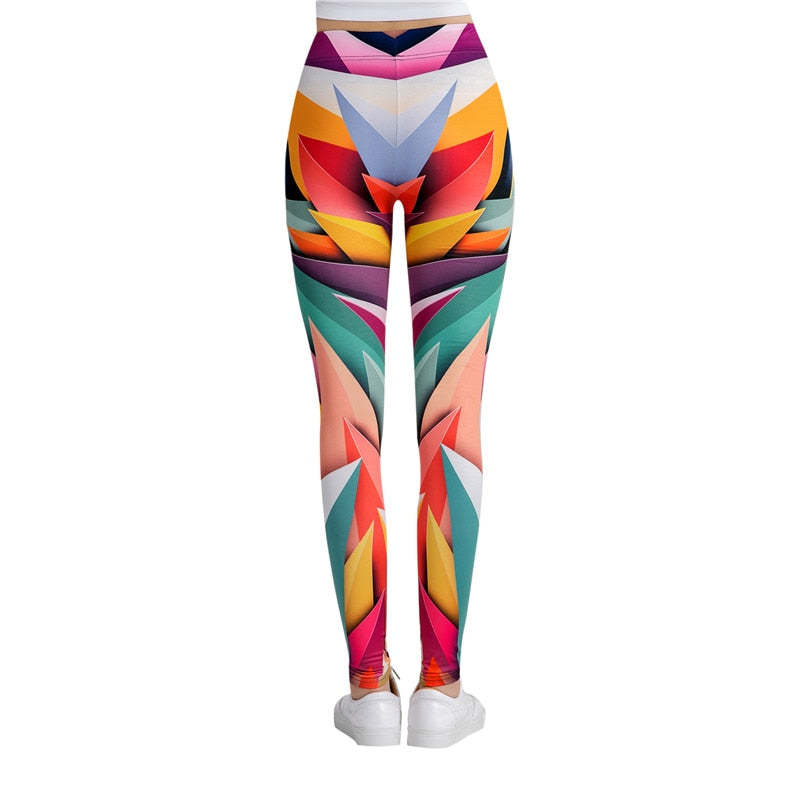 Abstract Blocks Colorful Print Leggings-Legletic