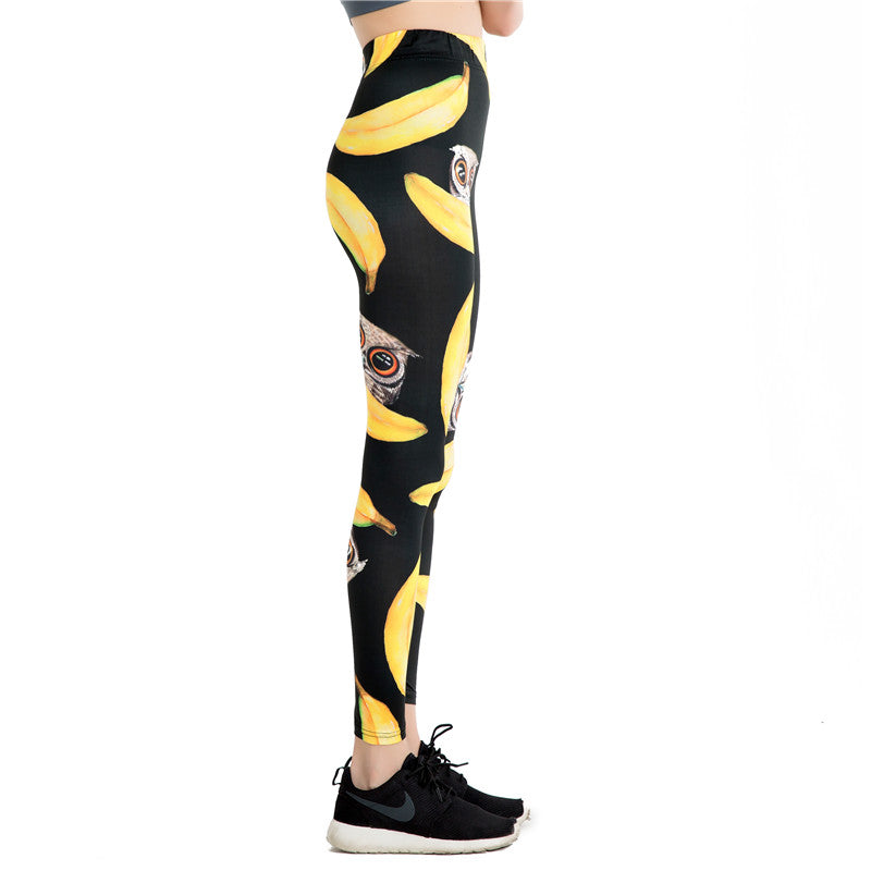 Owl & Banana Print Leggings-Legletic