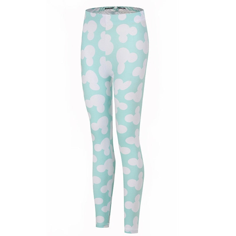 Teal Green Printed Leggings-Legletic