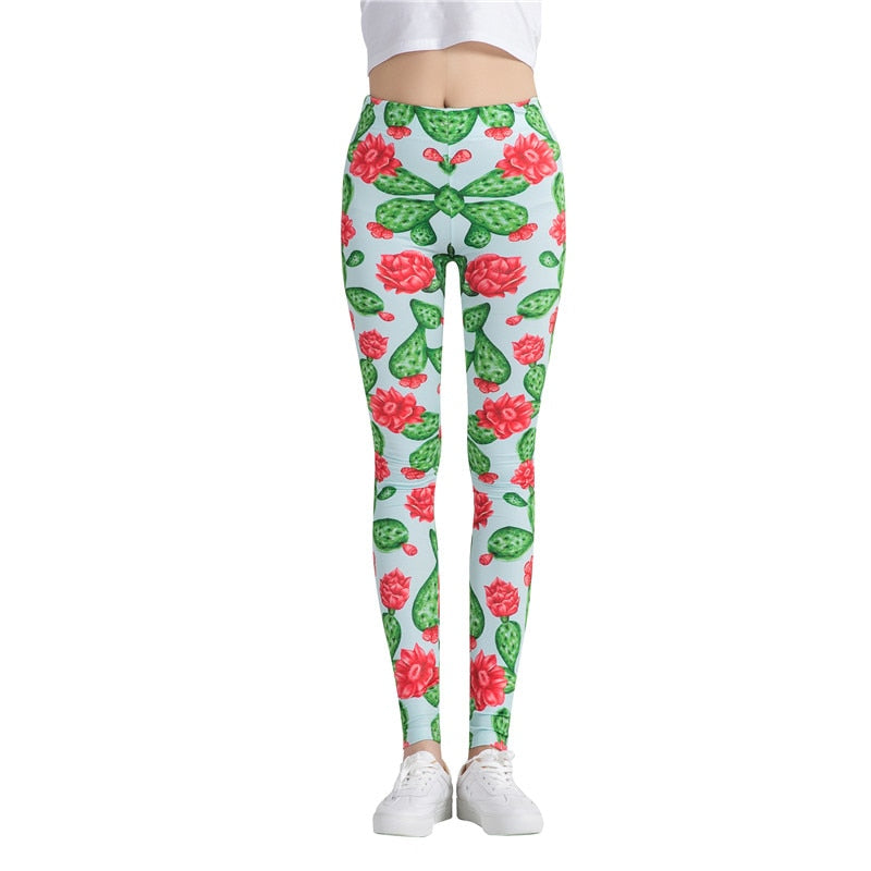 Red Flower Leggings-Legletic