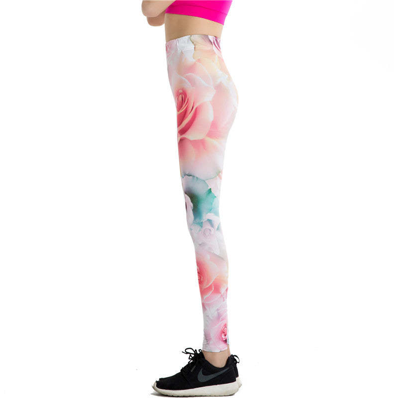 Elegant Pink Rose Leggings-Legletic