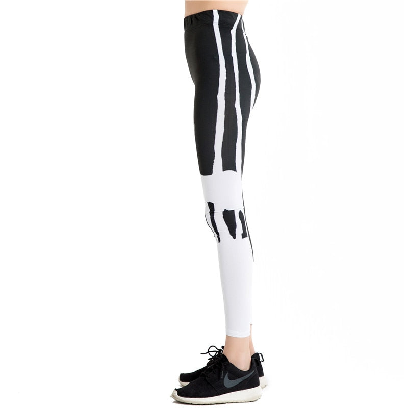 Punk Black And White Print Leggings-Legletic