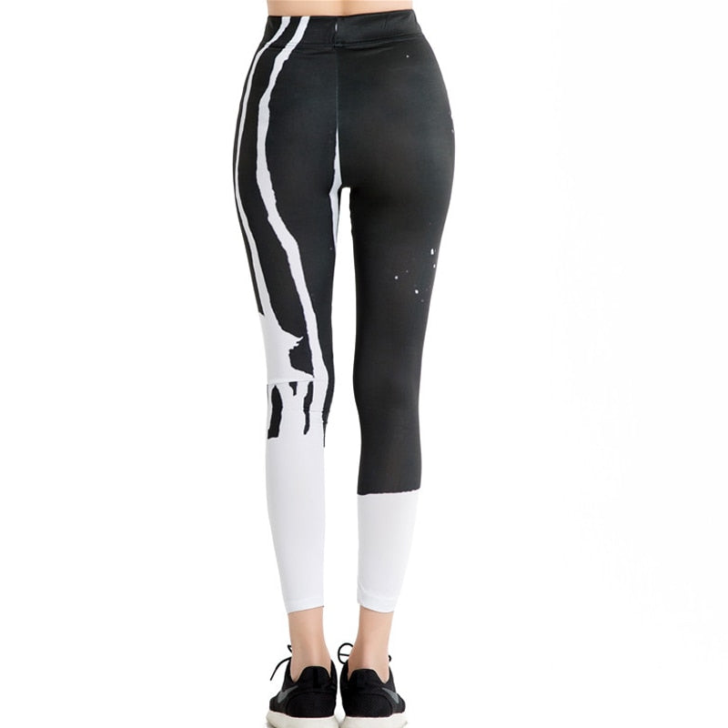 Punk Black And White Print Leggings-Legletic