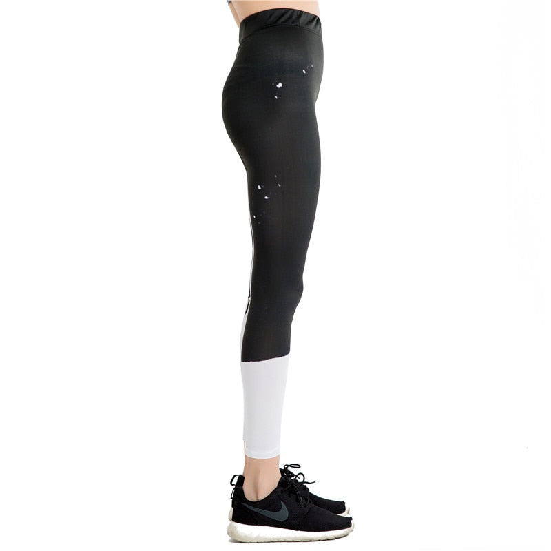 Punk Black And White Print Leggings-Legletic