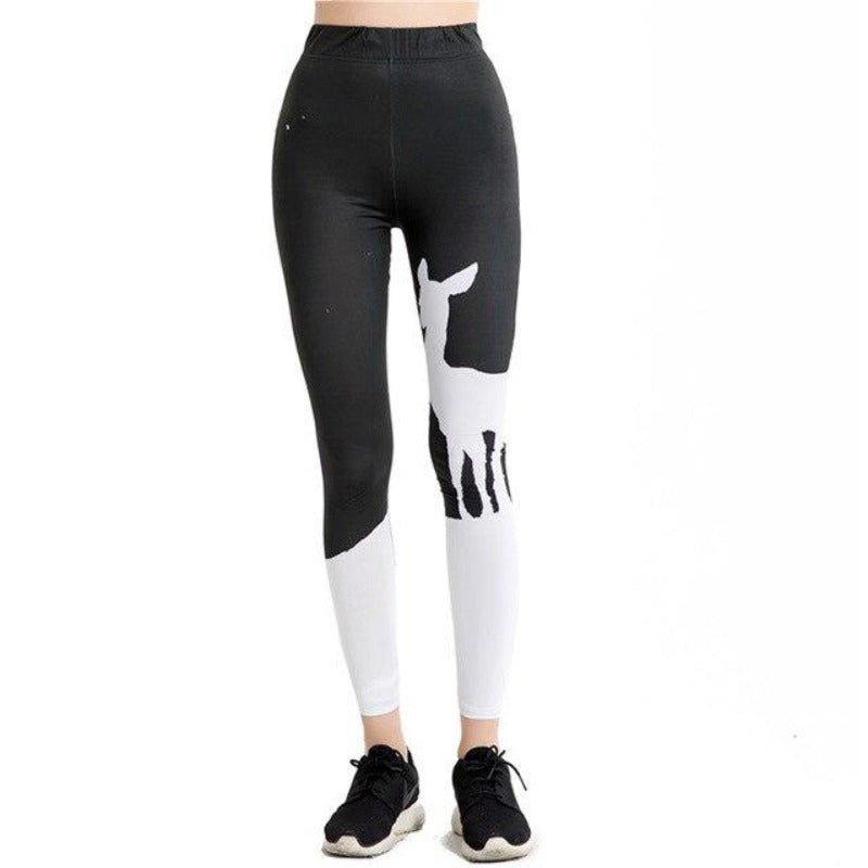 Punk Black And White Print Leggings-Legletic