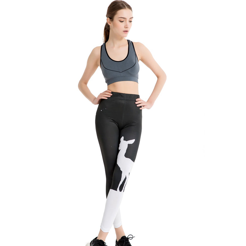 Punk Black And White Print Leggings-Legletic