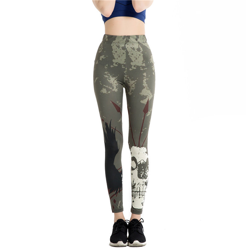 Skull Graveyard Printed Leggings-Legletic
