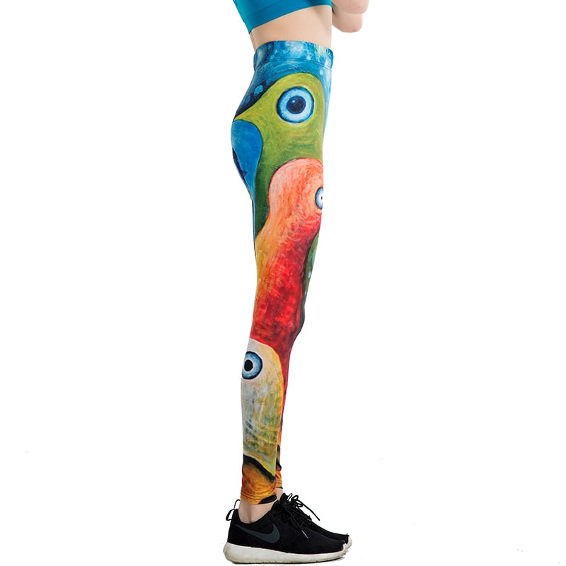 Novelty Illustration Colorful Print Leggings-Legletic