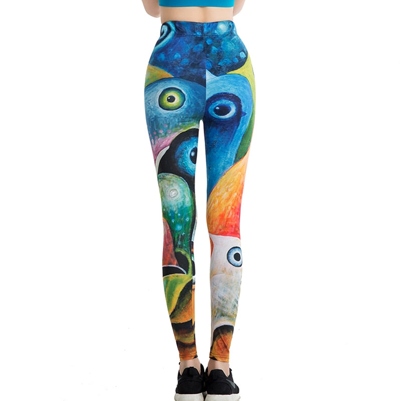 Novelty Illustration Colorful Print Leggings-Legletic