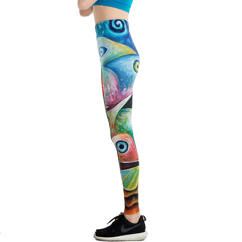 Novelty Illustration Colorful Print Leggings-Legletic