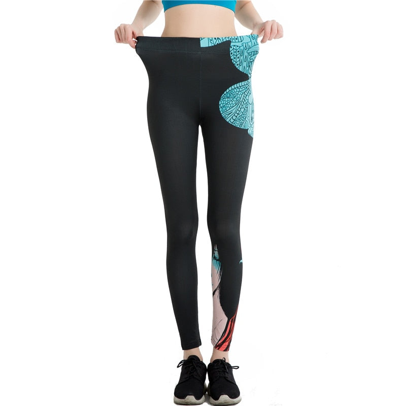 Asymmetry Tattoo Print Colorful Leggings-Legletic