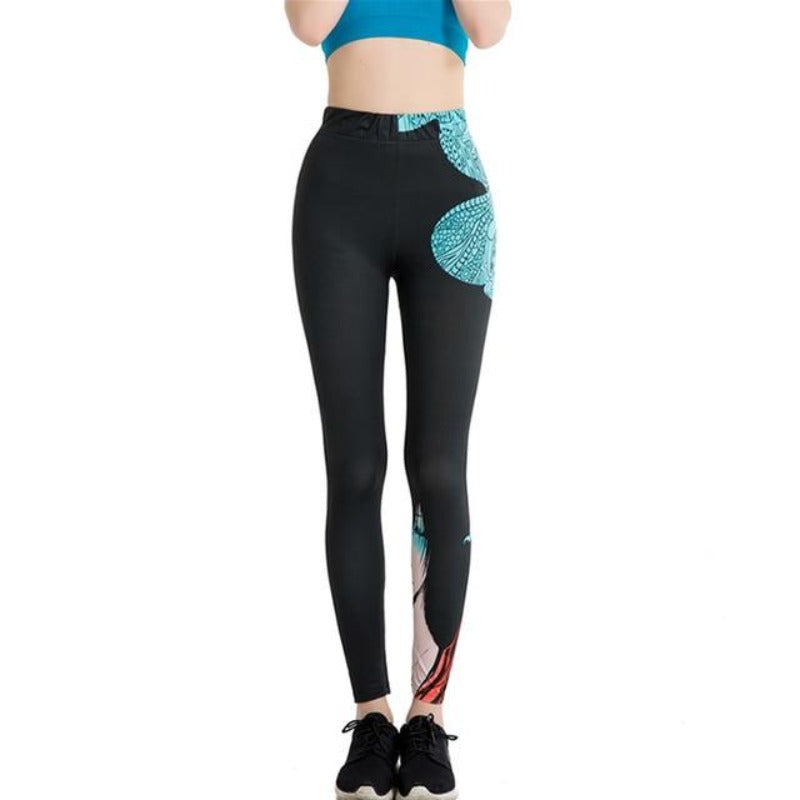 Asymmetry Tattoo Print Colorful Leggings-Legletic