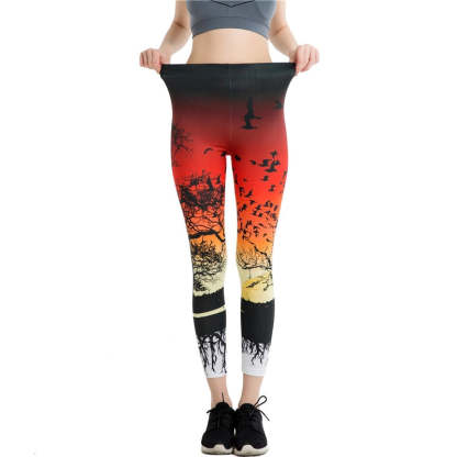 Sunset Savanna Printed Leggings-Legletic