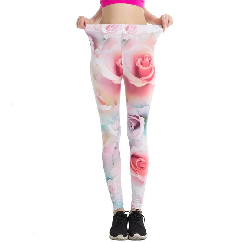 Elegant Pink Rose Leggings-Legletic