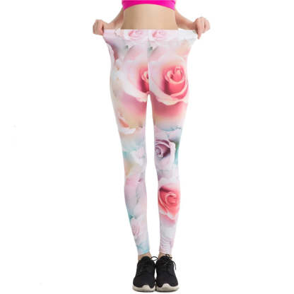 Elegant Pink Rose Leggings-Legletic