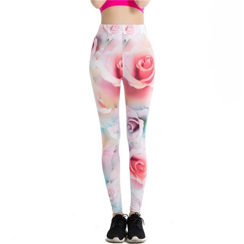 Elegant Pink Rose Leggings-Legletic