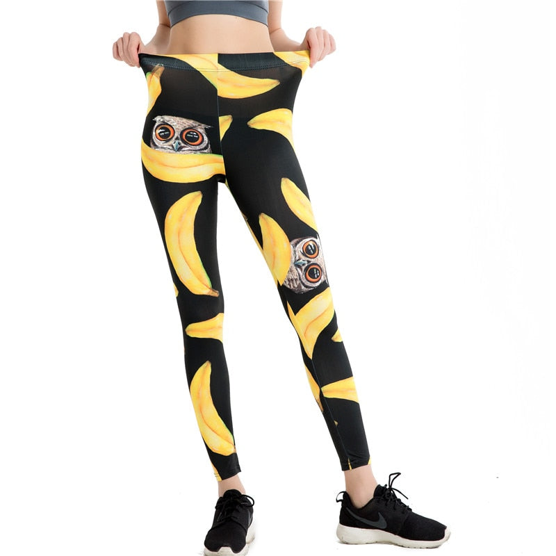 Owl & Banana Print Leggings-Legletic