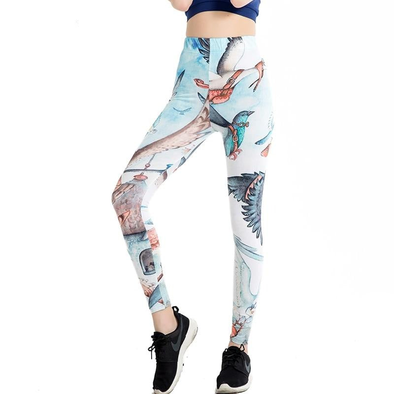 Bird Animals Colorful Print Leggings-Legletic