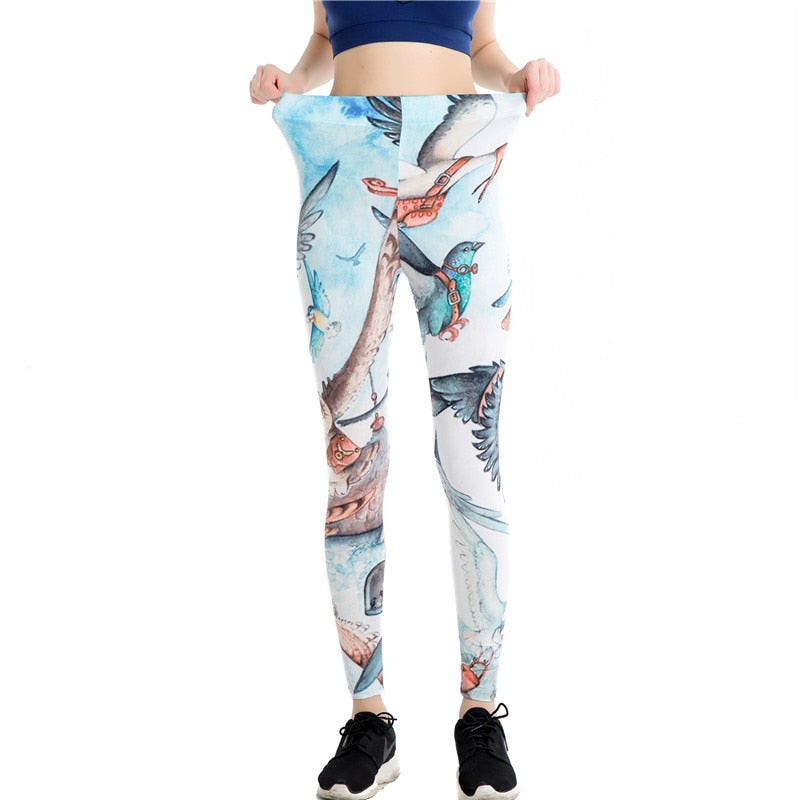 Bird Animals Colorful Print Leggings-Legletic