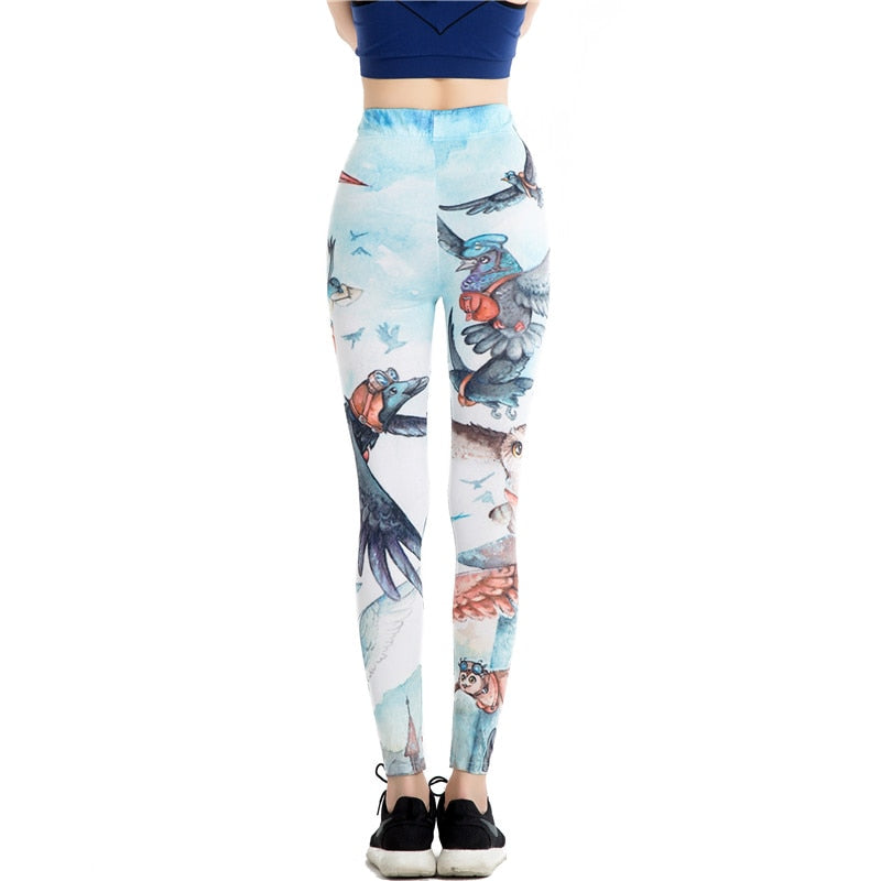 Bird Animals Colorful Print Leggings-Legletic