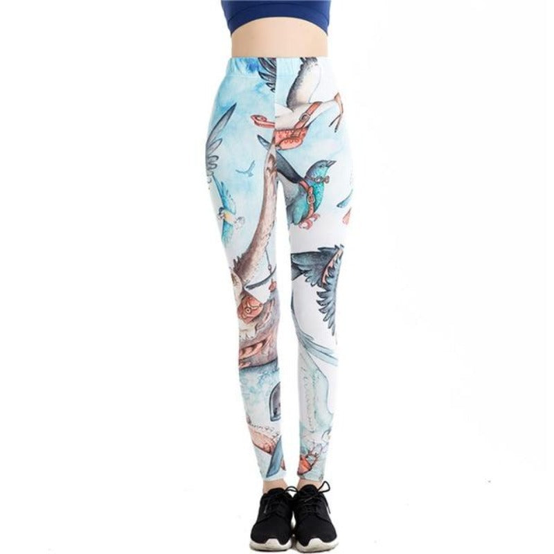 Bird Animals Colorful Print Leggings-Legletic