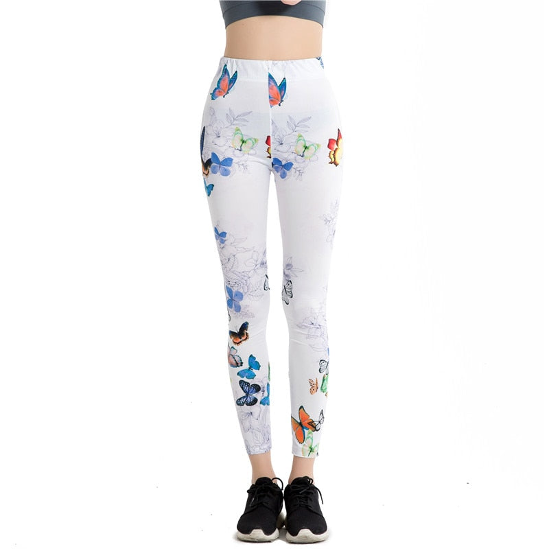 Butterfly Print Leggings-Legletic